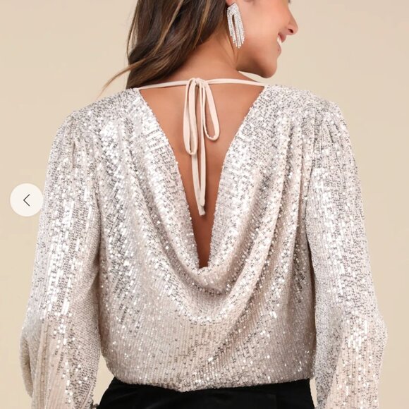 Lulus Sequin Long Sleeve Bodysuit - Picture 2 of 8